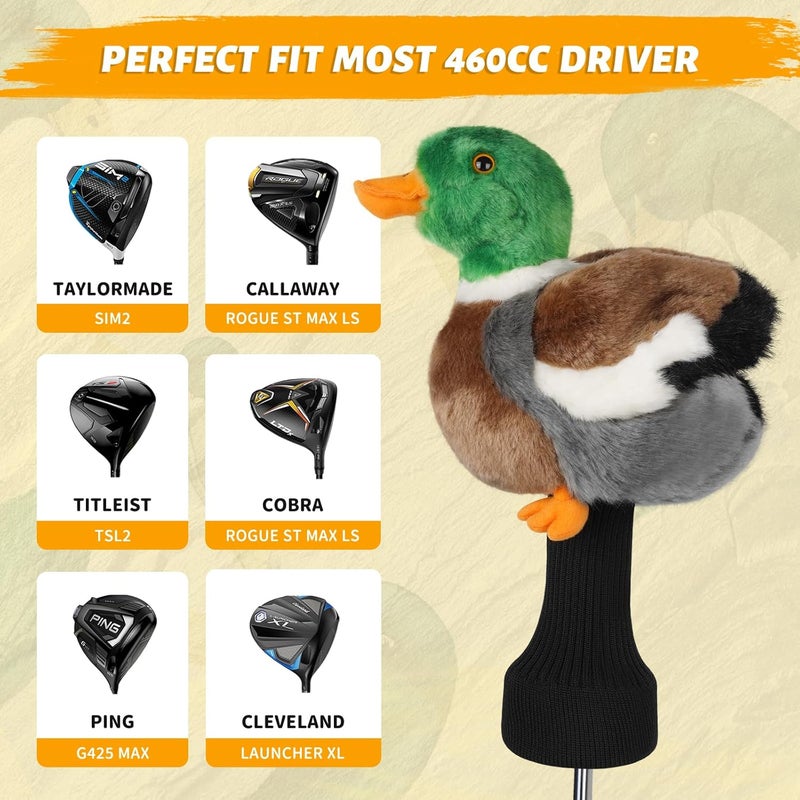Big Crazy Funny Driver Headcover, Plush Golf Club Covers Long Neck, Animal Headcover, Soft Mallard Duck Rabbit Bunny Owl Fish Headcovers for Golf Clubs Fits Men and Women, Driver Headcover Animal for Present - Image 4